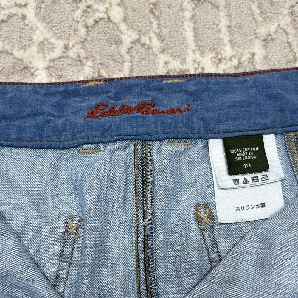 Eddie Bauer Medium Blue Denim A-Line Button-Front Skirt - Picture 2 of 9